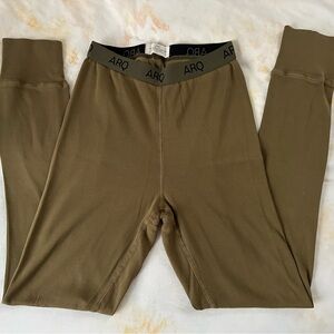 ARQ Women's Olive Green Leggings with Black Waistband